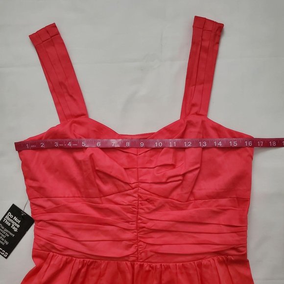 EXPRESS Women's Sweetheart Neckline Ruched Bodice Hot Pink Mini Dress Size 12 - Picture 10 of 13